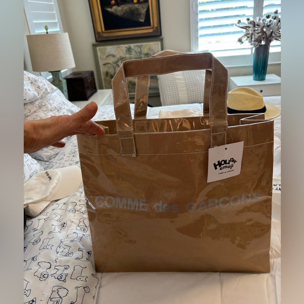 NWT Comme des Garçons limited edition “brown paper bag” Lg.  Tote Clear Overlay